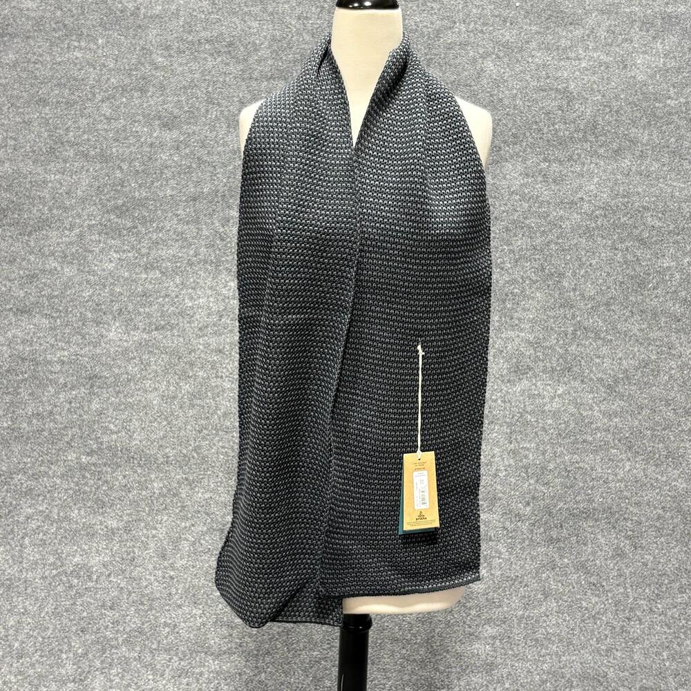 PrAna Scarf Mens One Size Gray Zimmer Charcoal Knit Wool Acrylic Winter Warm